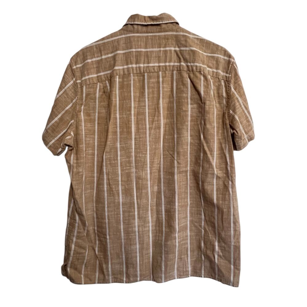 American Eagle Mens Short Sleeve Button Up Dress Shirt Size L Vertical Stripes - Picture 2 of 3